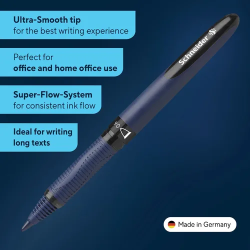 Vista 2 de Schneider One Business - Bolígrafo de punta rodante, punta ultra suave de 0,6 mm, barril azul, tinta negra, caja de 10 bolígrafos (183001)