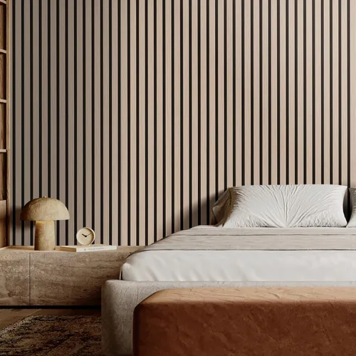 Vista 8 de VEVOR Panel Acústico de Listones de Madera, 7.9 x 94.5 pulgadas, Pared de Acento MDF de 4 Piezas, Tablero de Madera Falsa para Decoración