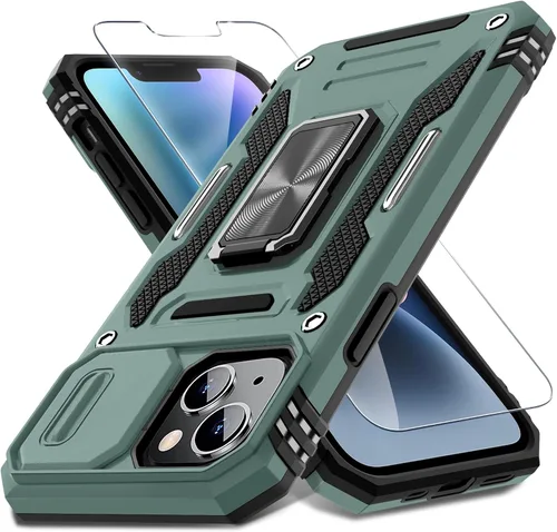 Vista 49 de DEERLAMN Funda para iPhone Air de 6.5 pulgadas con cubierta deslizante para cámara + protector de pantalla (2 paquetes), soporte de anillo giratorio