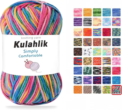 Vista 101 de Hilo acrílico de 8.82 oz (5 x 1.76 oz) para tejer, hilo de hilo degradado colorido, 5 rollos de madejas, perfecto para cualquier proyecto de 06