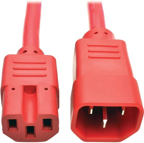 Vista 4 de Tripp Lite Cable de extensión de alimentación resistente de 6 pies, C14 a C15, 15A, 14 AWG, rojo (P018-006-ARD)