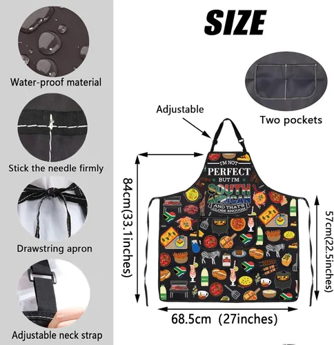 Vista 4 de JXGZSO South Africa Kitchen Apron South Africa Culture Gift South Africa Adjustable Apron South Africa Travel Souvenir Gift