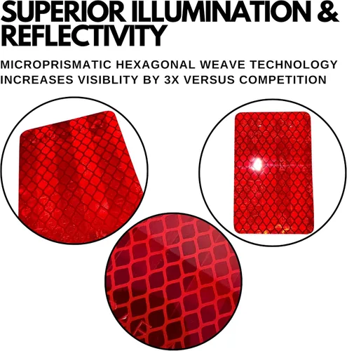 Vista 3 de Reflector rectangular ámbar/rojo de 2 x 3 pulgadas de alta visibilidad, reflectante, de prisma adhesivo, DOT-SAE, resistente a la intemperie