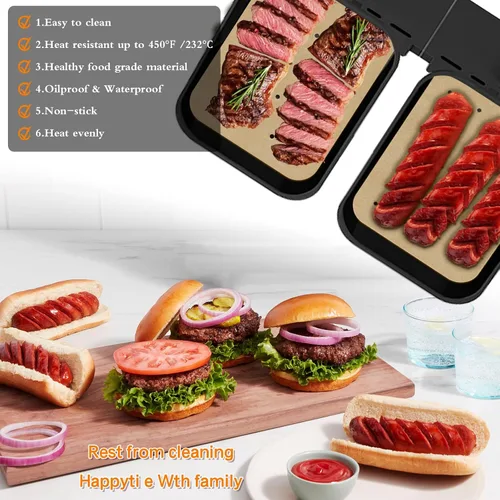 Vista 7 de WMKGG Papel pergamino rectangular para freidora de aire, 100 forros desechables perforados para freidora de aire con 2 alfombrillas de parrilla