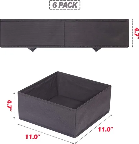 Vista 2 de DIOMMELL Paquete de 6 cajas de almacenamiento de tela plegables para armario, aparador, cajón, divisor, cestas de tela, contenedores para ropa, ropa