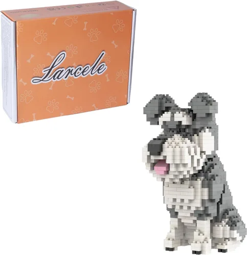 Vista 5 de Larcele Micro Bloques de Construcción Conjunto de Animales, Mini Ladrillos de Juguete de Construcción 3D, 797 Piezas KLJM-05(Bull Terrier)