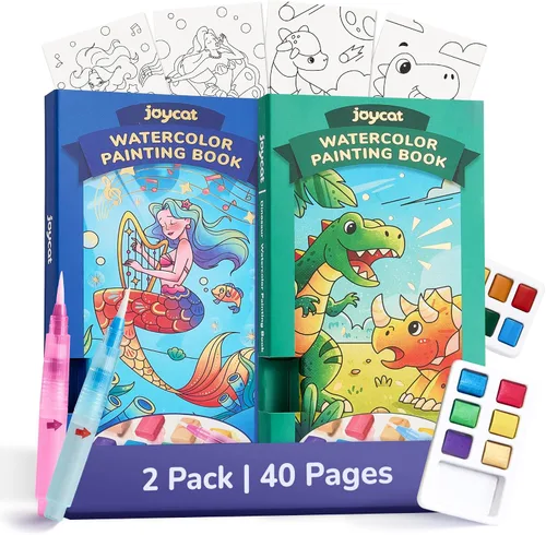 Vista 10 de JoyCat Paquete de 2 libros de pintura de bolsillo con agua para colorear para niños, juego de juguetes de actividades de arte y manualidades, kit