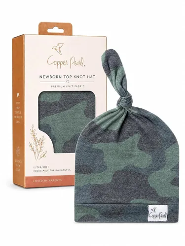 Vista 32 de Gorro de bebé con nudo superior elástico suave "Fern" por Copper Pearl