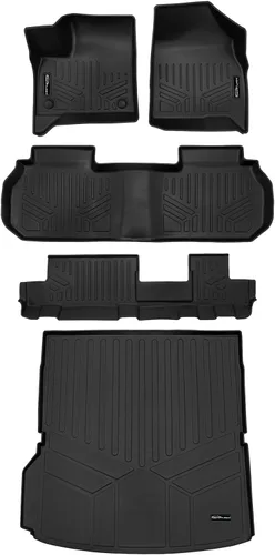 Vista 12 de SMARTLINER Juego de alfombrillas de piso de 2 filas compatibles con Chevrolet Traverse 2011-2017