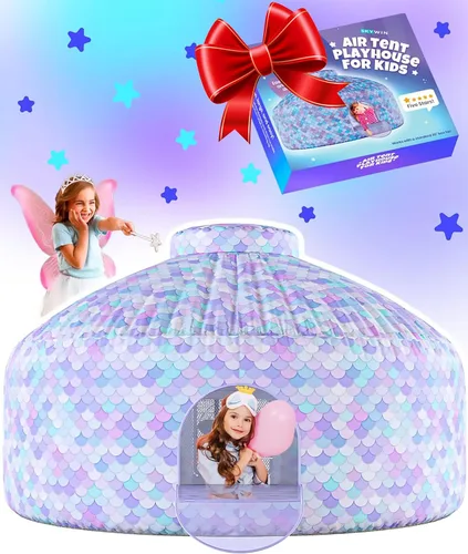 Vista 7 de Tienda de campaña de aire para niños con puerta, carpas para niños pequeños de interior 77 x 50 in - AstroDome Inflates in 30 Sec, Breathable