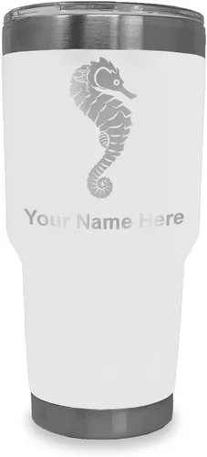 Vista 18 de LaserGram Vaso aislado al vacío de 20 onzas, caballito de mar, grabado personalizado incluido (negro)