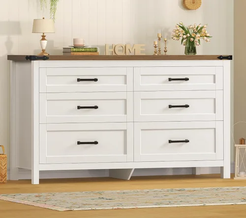 Vista 14 de TEENFON 55" Dresser for Bedroom with 6 Drawers, Black Dresser with Metal Slide, Bedroom Dressers, Wood Dressers & Chests of Drawers for Bedroom