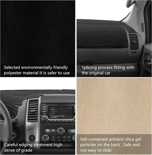Vista 5 de Protector de alfombra para salpicadero, consola central interior personalizada compatible con Nissan Frontier 2007-2019, Suzuki Equator 2009-2012