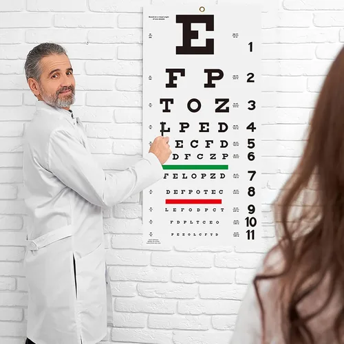 Vista 7 de Snellen - Tabla de ojos con adhesivo de fijación de 11 x 22 pulgadas, gráficos oculares para exámenes oculares, ideal para el consultorio