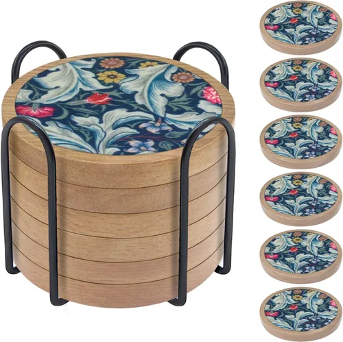 Vista 13 de Posavasos de madera para bebidas, Minacun conjuntos de posavasos absorbentes de 5, posavasos para bebidas para protección de mesa de café