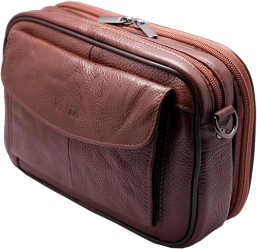 Vista 5 de Vidlea Bolso bandolera de cuero genuino para hombre, bolso de mensajero, organizador de chequera