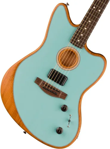 Vista 10 de Fender Acoustasonic Player Jazzmaster Guitarra Acústica Eléctrica, con garantía de 2 años, Sunburst de 2 colores, diapasón de palisandro, con bolsa