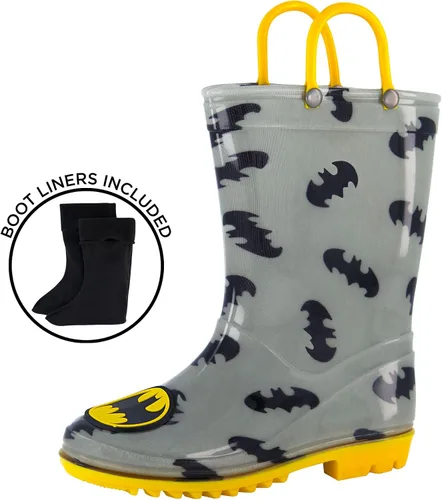 Vista 7 de DC Comics Botas de lluvia para niños Batman con forro suave extraíble para nieve