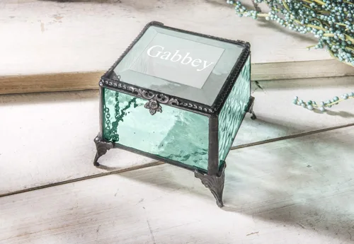 Vista 7 de Regalo personalizado para mujeres y niñas, caja de vidrio grabada, decoración decorativa, tocador, joyería, organizador de almacenamiento, recuerdo