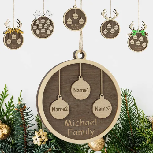 Vista 58 de Adornos de Navidad personalizados familiares de 1, 2, 3, 4, 5, 6, 7, 8, 9, 10, adornos de madera personalizados, decoraciones de Navidad, regalos