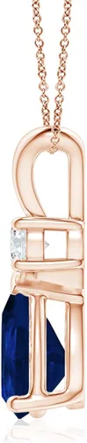 Vista 21 de Angara Colgante de lágrima de zafiro azul natural con diamante en plata/oro macizo de 14 quilates/platino Cumpleaños, compromiso, aniversario