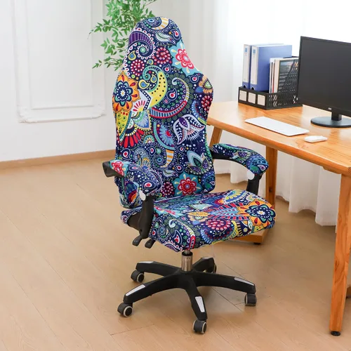 Vista 2 de FORCHEER Funda para silla de juegos con fundas para reposabrazos, estilo bohemio, 4 piezas, elásticas, para silla de computadora, juego de fundas