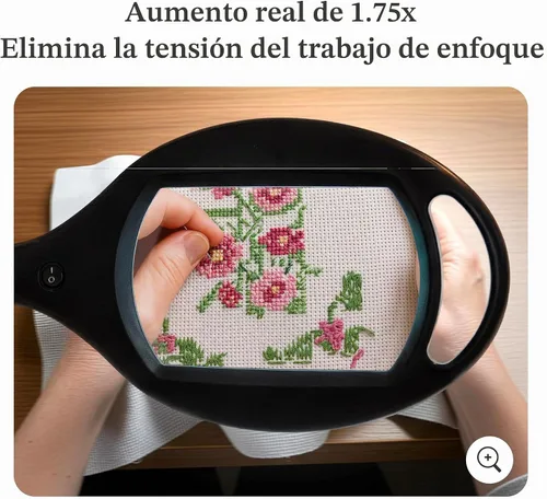 Vista 4 de Lámpara de pie LED de aumento LightView Pro, con lente de vidrio, altura ajustable y cuello de cisne. Para computadoras, lectura o manualidades