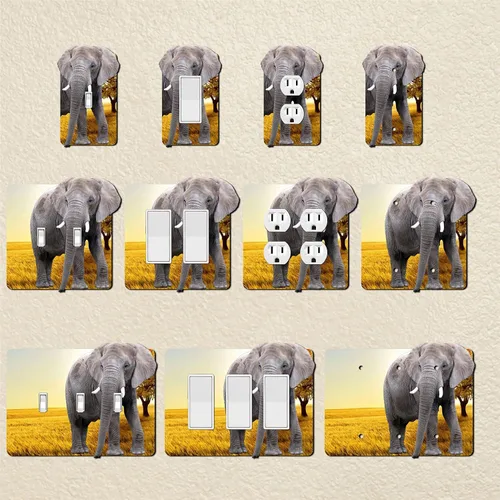 Vista 3 de Cubierta eléctrica acrílica decorativa de elefante - Interruptor de luz doble