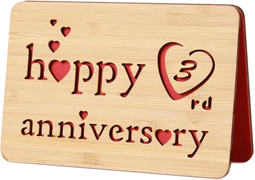Vista 33 de Tarjeta de felicitación de madera para el primer aniversario, hecha a mano, 1 año, aniversario de boda, tarjeta de primer aniversario para ella, él