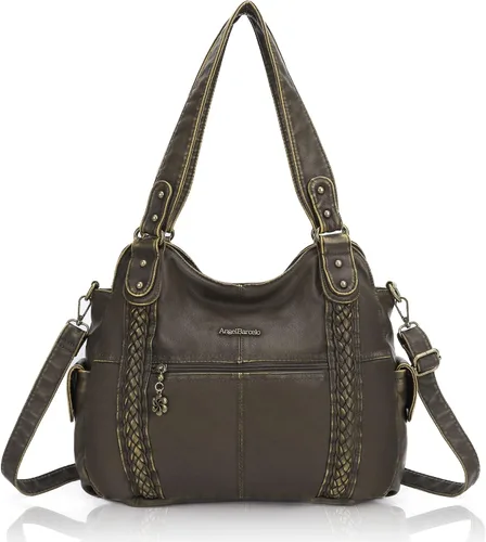 Vista 168 de Angel Barcelo - Bolsa de hombro amplia para mujer, diseño Hobo, cuero lavado