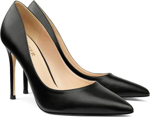 Vista 10 de COLETER Zapatos de vestir con punta puntiaguda de 4 pulgadas para mujer 02 negro