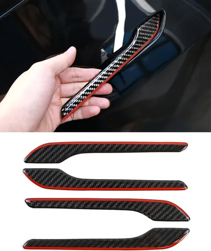 Vista 10 de Cubierta de Manija de Puerta, Juego de Protector de Borde de Manija de Puerta de Fibra de Carbono Mate Real Compatible con Tesla Model Y Model 3