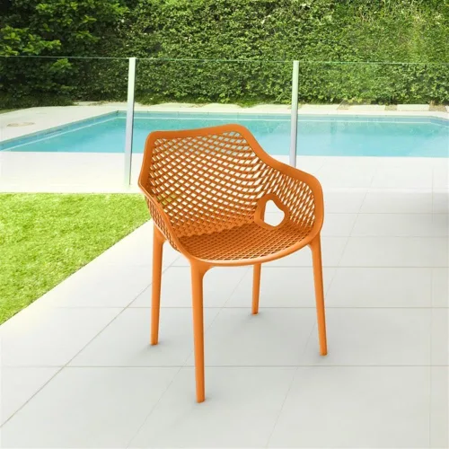 Vista 2 de Compamia Air XL - Silla de comedor para patio al aire libre, color naranja (juego de 2)