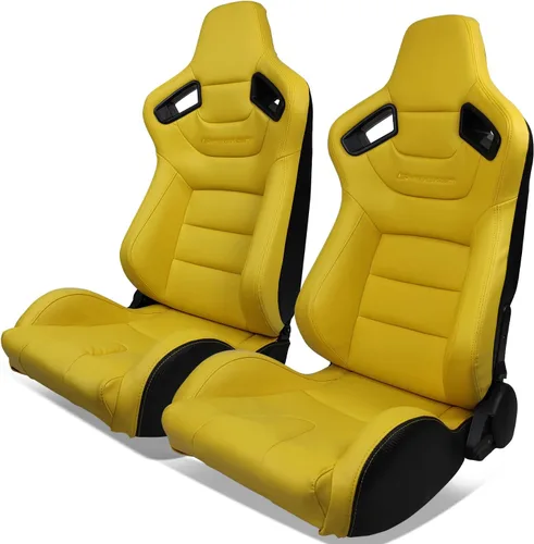 Vista 17 de IKON MOTORSPORTS, Asiento universal de carreras PU + cuero de carbono + gamuza, con deslizadores dobles, asiento deportivo reclinable negro
