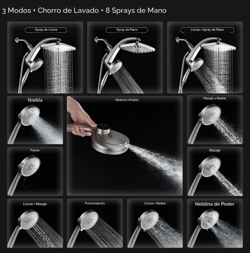 Vista 3 de Rain Shower Head with Handheld Showerhead, Nickel 1.75GPM 460311 Níquel