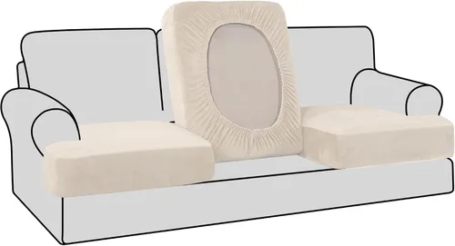 Vista 56 de H.VERSAILTEX Fundas de terciopelo elástico para silla con cojín en forma de T para sala de estar, funda de sofá, funda de asiento con cojín
