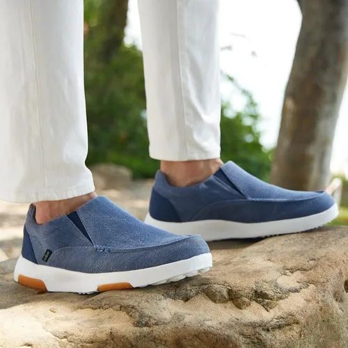 Vista 3 de OrthoComfoot Zapatos ortopédicos cómodos sin cordones para hombre con soporte de arco, mocasines ortopédicos para fascitis plantar, zapatos de lona