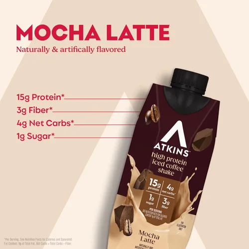Vista 3 de Atkins Batido rico en proteínas con café y proteínas, apto para dieta cetogénica y sin gluten, 11 onzas líquidas (paquete de 12)