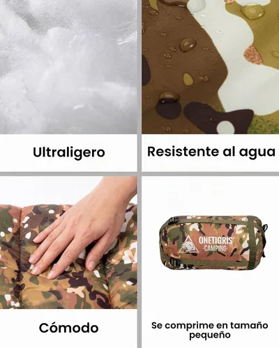 Vista 7 de OneTigris - Hamaca acolchada, longitud completa, ligera, para 4 estaciones, para camping, senderismo, viajes, playa, patio, transportable, diseño
