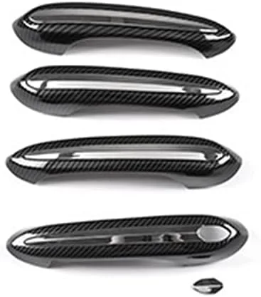 Vista 4 de Fundas protectoras de mango completo compatibles con BMW X5 G05 2019-2023 (cubiertas de mango OEM con molduras, negro + borde plateado)