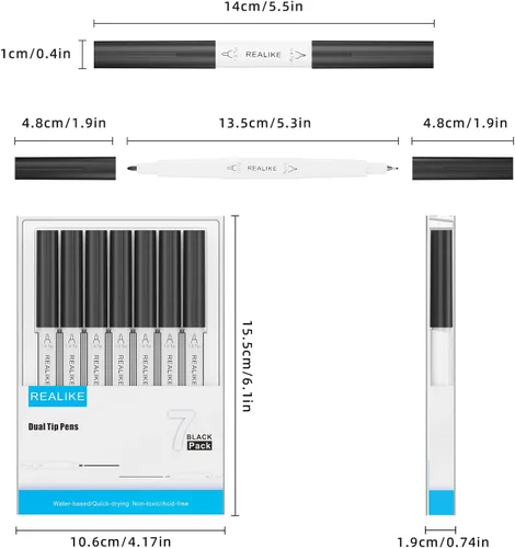 Vista 7 de REALIKE Bolígrafos de doble punta compatibles con Cricut Maker 3/Maker 4/Maker/Explore 3/4/Air 2/Air, juego de 7 rotuladores de doble punta fina