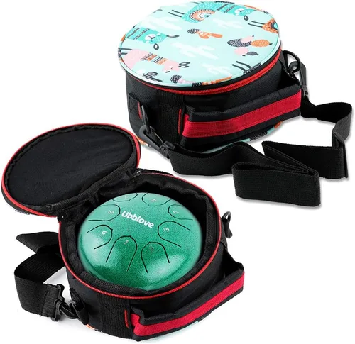 Vista 7 de Ubblove Tambor de lengua de acero para niños: 8 notas de 6 pulgadas clave de C Metal Steel Drums Instrumento con bolsa para meditación, yoga, Verde