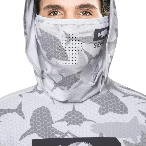 Vista 4 de Sspent UPF50 + Camisa de pesca de manga larga para hombre con máscara UV cuello polaina sudadera con capucha