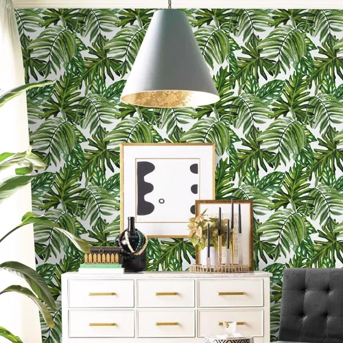 Vista 6 de Papel Tapiz Tropical Despegar y Pegar Papel de Contacto de Selva 17.7 pulgadas x 118.1 pulgadas Papel de Contacto de Hoja de Palma Despegar y Pegar