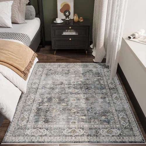 Vista 174 de Rugcomf Alfombra de Entrada de 2'x3' - Patrón Paisley, Tapete para Puerta de Entrada Interior, Floral Vintage, Lavable a Máquina, Alfombra
