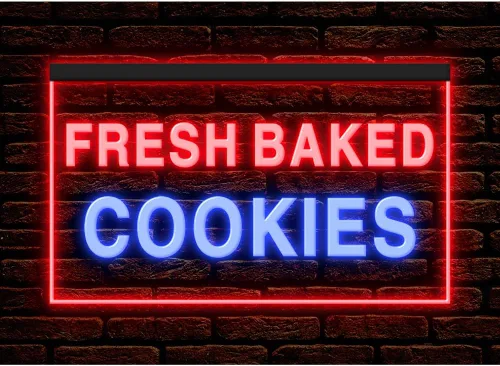 Vista 8 de 110138 - Letrero de neón con luz LED de 16 x 12 pulgadas, 110138 galletas recién horneadas para cafetería, pastelería, panadería, tienda, tienda 16