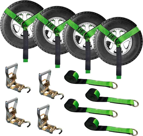 Vista 31 de Mega Cargo Control Correas de Amarre para Automóvil, Paquete de 4 Hebillas de Cola de Cadena de Trinquete G70, Estilo Lazo para Remolques