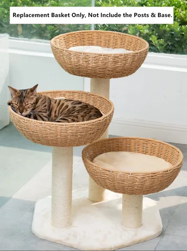 Vista 7 de SHENGOCASE Cat Tower Tree - Accesorios de repuesto para árbol de mesa, cesta de mimbre tejida a mano con cojín suave (1 unidad)