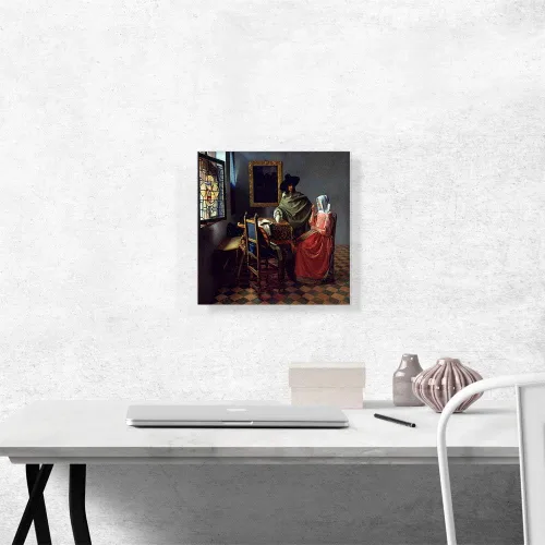 Vista 2 de ARTCANVAS Johannes Vermeer - Lienzo decorativo con marco estirado de 1661, póster de pared giclée, 12 x 12 pulgadas (1.50 pulgadas de profundidad)