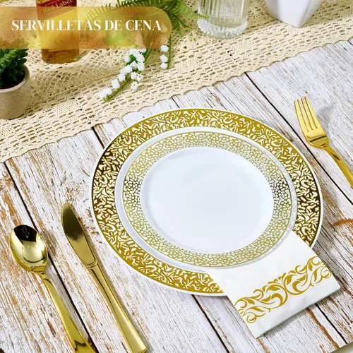 Vista 6 de Vplus Paquete de 200 servilletas de papel para invitados, toallas desechables de calidad premium de 3 capas, servilletas de cena desechables suaves